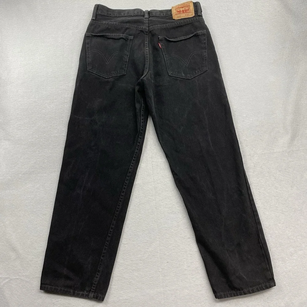 Levis Jeans Mens Fits 30x29 Black Denim Pants 550 Relaxed Straight Leg Cotton